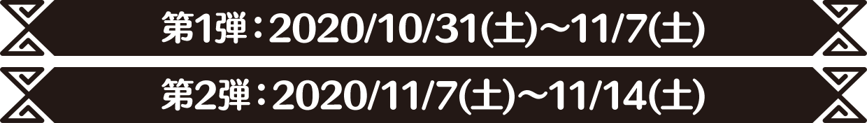 第1弾：2020/10/31(土)〜11/7(土)
第2弾：2020/11/7(土)〜11/14(土)